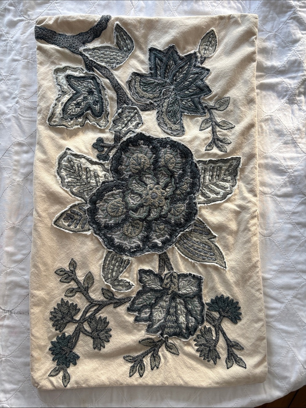 Pottery Barn Embroidered Floral Pillow Cover 16x26”